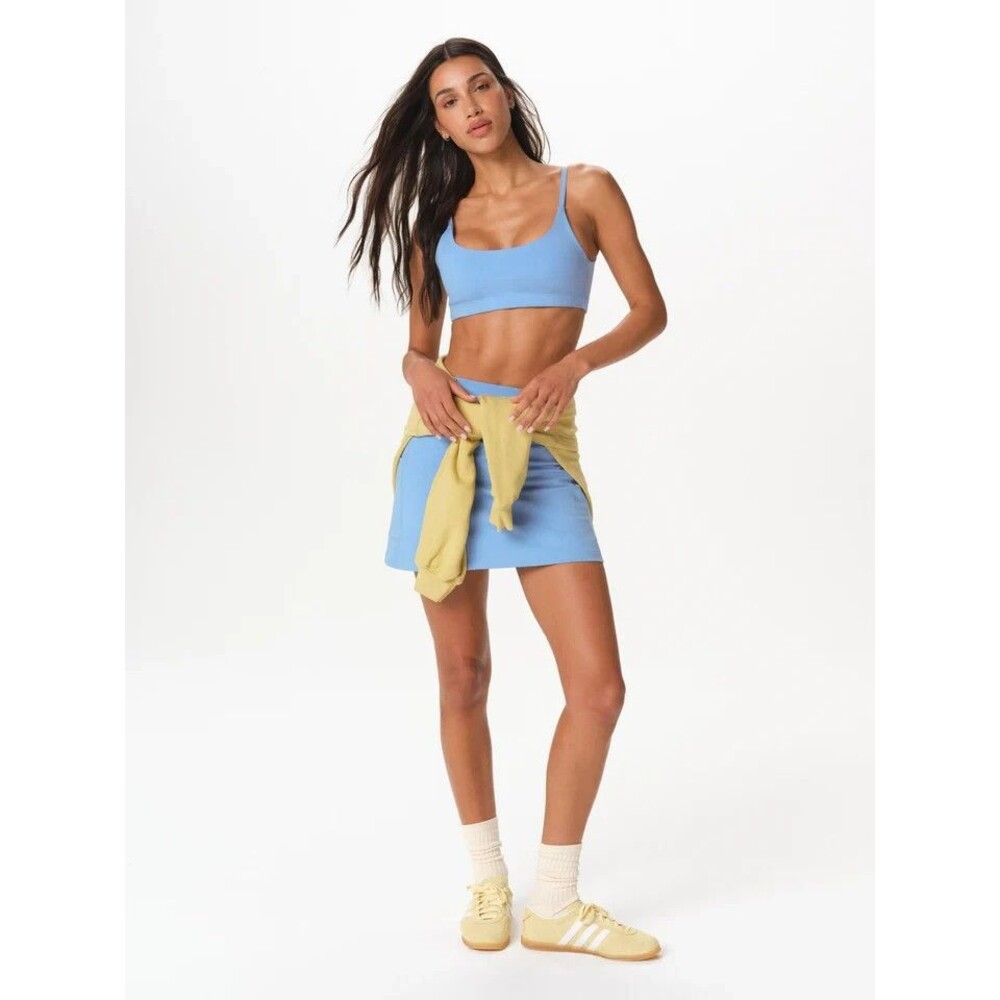 Mate the Label Women's Organic Stretch Scoop Sports Bra LAGOON BLUE S NEW - Picture 5 of 6